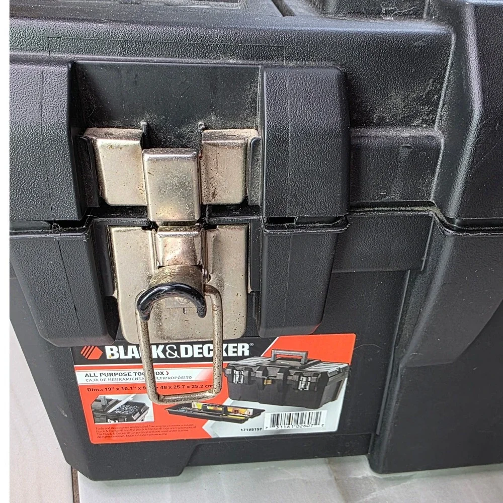 Black & Decker 19 Inch All Purpose Toolbox Metal Latches Black Plastic 17185157